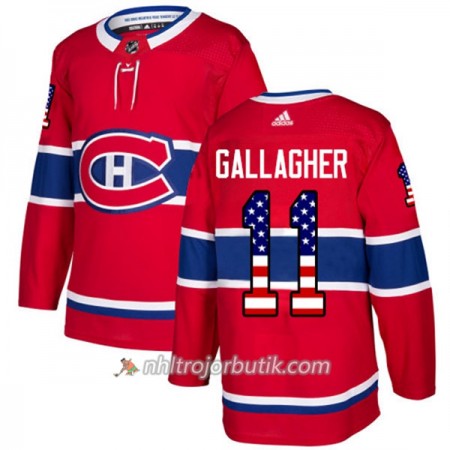 Män Ishockey Montreal Canadiens Tröja Brendan Gallagher 11 Adidas 2017-2018 Röd USA Flag Fashion Authentic